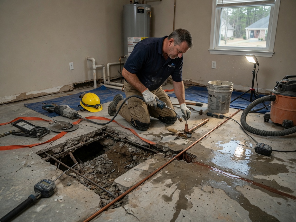 Cold Water Slab Leak Repair in Fort Mill, SC